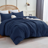 CozyLux Comforter Set 2/3 Pieces Solid Breathable Quilted Style Bedding Sets, Luxury Fluffy Soft Microfiber Down Alternative Comforter for All Seasons