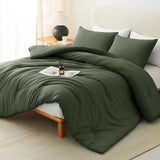 CozyLux Comforter Set 2/3 Pieces Solid Breathable Quilted Style Bedding Sets, Luxury Fluffy Soft Microfiber Down Alternative Comforter for All Seasons