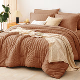 CozyLux Seersucker Bed in a Bag 5/7 Pieces All-Season Soft Comforter Sets