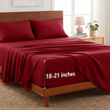 CozyLux 4-Piece Sheet Set, 21-Inch Extra Deep Pocket, Fits 18-21 Inch Mattresses with All-Around Elastic for a Secure Fit, OEKO-TEX Certified, Easy-Care Sheet Set for Everyday Use