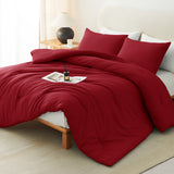 CozyLux Comforter Set 2/3 Pieces Solid Breathable Quilted Style Bedding Sets, Luxury Fluffy Soft Microfiber Down Alternative Comforter for All Seasons
