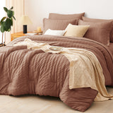 CozyLux Seersucker Bed in a Bag 5/7 Pieces All-Season Soft Comforter Sets
