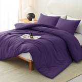 CozyLux Comforter Set 2/3 Pieces Solid Breathable Quilted Style Bedding Sets, Luxury Fluffy Soft Microfiber Down Alternative Comforter for All Seasons