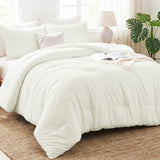 CozyLux Comforter Set 2/3 Pieces Solid Breathable Quilted Style Bedding Sets, Luxury Fluffy Soft Microfiber Down Alternative Comforter for All Seasons