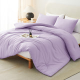 CozyLux Comforter Set 2/3 Pieces Solid Breathable Quilted Style Bedding Sets, Luxury Fluffy Soft Microfiber Down Alternative Comforter for All Seasons