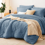 CozyLux Seersucker Bed in a Bag 5/7 Pieces All-Season Soft Comforter Sets