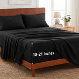 CozyLux 4-Piece Sheet Set, 21-Inch Extra Deep Pocket, Fits 18-21 Inch Mattresses with All-Around Elastic for a Secure Fit, OEKO-TEX Certified, Easy-Care Sheet Set for Everyday Use
