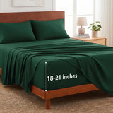 CozyLux 4-Piece Sheet Set, 21-Inch Extra Deep Pocket, Fits 18-21 Inch Mattresses with All-Around Elastic for a Secure Fit, OEKO-TEX Certified, Easy-Care Sheet Set for Everyday Use