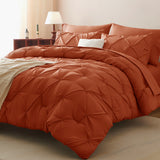 CozyLux King Size Comforter Set Black, 7 Pieces Pintuck Bed in A Bag Black Comforter King Size, Pinch Pleat Bedding Set with All Season Comforter, Sheets, Pillowcases & Shams