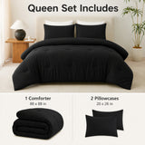 CozyLux Comforter Set 2/3 Pieces Solid Breathable Quilted Style Bedding Sets, Luxury Fluffy Soft Microfiber Down Alternative Comforter for All Seasons