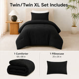 CozyLux Comforter Set 2/3 Pieces Solid Breathable Quilted Style Bedding Sets, Luxury Fluffy Soft Microfiber Down Alternative Comforter for All Seasons