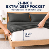 CozyLux 4-Piece Sheet Set, 21-Inch Extra Deep Pocket, Fits 18-21 Inch Mattresses with All-Around Elastic for a Secure Fit, OEKO-TEX Certified, Easy-Care Sheet Set for Everyday Use