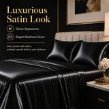 CozyLux Satin Sheets Queen, 4-Piece 14-Inch Deep Pocket Sheet Set, OEKO-TEX Certified Silky Soft Sheet Set for Hair & Skin, Luxurious Silky-Smooth Satin for Elegant Bedroom Decor