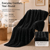 CozyLux Throw Blanket for Couch/bed, Ribbed Fleece, Soft Lightweight 300 GSM Layer for Couch and Lap Use, OEKO-TEX Certified, Machine Washable, All-Season Use
