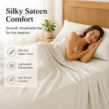 CozyLux Bamboo Sheets, 100% Rayon Derived from Bamboo, Sateen Weave, OEKO-TEX Certified, 240 TC Sateen, 16-Inch Deep Pocket 360° Elastic, Silky & Breathable Feel for Hot Sleepers