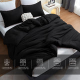 CozyLux Comforter Set 2/3 Pieces Solid Breathable Quilted Style Bedding Sets, Luxury Fluffy Soft Microfiber Down Alternative Comforter for All Seasons