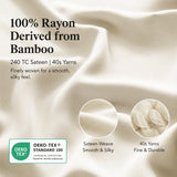 CozyLux Bamboo Sheets, 100% Rayon Derived from Bamboo, Sateen Weave, OEKO-TEX Certified, 240 TC Sateen, 16-Inch Deep Pocket 360° Elastic, Silky & Breathable Feel for Hot Sleepers