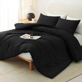 CozyLux Comforter Set 2/3 Pieces Solid Breathable Quilted Style Bedding Sets, Luxury Fluffy Soft Microfiber Down Alternative Comforter for All Seasons