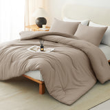 CozyLux Comforter Set 2/3 Pieces Solid Breathable Quilted Style Bedding Sets, Luxury Fluffy Soft Microfiber Down Alternative Comforter for All Seasons
