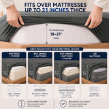 CozyLux 4-Piece Sheet Set, 21-Inch Extra Deep Pocket, Fits 18-21 Inch Mattresses with All-Around Elastic for a Secure Fit, OEKO-TEX Certified, Easy-Care Sheet Set for Everyday Use