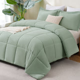 CozyLux Comforter Set - 3 Pieces Box Stitched Comforters, Soft Bed Set for All Seasons, Lightweight Bedding Sets with 1 Down Alternative Comforter and 2 Pillow Shams