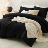 CozyLux Comforter Set 2/3 Pieces Solid Breathable Quilted Style Bedding Sets, Luxury Fluffy Soft Microfiber Down Alternative Comforter for All Seasons