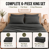 CozyLux Sheet Set 6-Piece, 21-Inch Deep Pocket, Soft Feel, Fits 18-21 Inch Mattresses, 4 Pillowcases, 90 GSM Lightweight Microfiber, 360° All-Around Elastic, OEKO-TEX