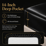 CozyLux Satin Sheets Queen, 4-Piece 14-Inch Deep Pocket Sheet Set, OEKO-TEX Certified Silky Soft Sheet Set for Hair & Skin, Luxurious Silky-Smooth Satin for Elegant Bedroom Decor
