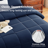 CozyLux Queen Comforter Set Black - 3 Pieces Box Stitched Comforters, Soft Bed Set for All Seasons, Lightweight Bedding Sets with 1 Down Alternative Comforter and 2 Pillow Shams