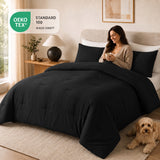CozyLux Comforter Set 2/3 Pieces Solid Breathable Quilted Style Bedding Sets, Luxury Fluffy Soft Microfiber Down Alternative Comforter for All Seasons