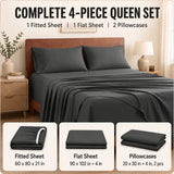 CozyLux 4-Piece Sheet Set, 21-Inch Extra Deep Pocket, Fits 18-21 Inch Mattresses with All-Around Elastic for a Secure Fit, OEKO-TEX Certified, Easy-Care Sheet Set for Everyday Use