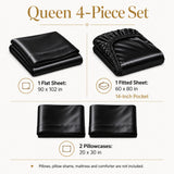 CozyLux Satin Sheets Queen, 4-Piece 14-Inch Deep Pocket Sheet Set, OEKO-TEX Certified Silky Soft Sheet Set for Hair & Skin, Luxurious Silky-Smooth Satin for Elegant Bedroom Decor