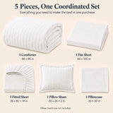 CozyLux Seersucker Bed in a Bag 5/7 Pieces All-Season Soft Comforter Sets