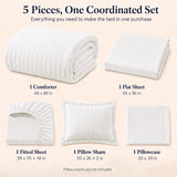 CozyLux Seersucker Bed in a Bag 5/7 Pieces All-Season Soft Comforter Sets