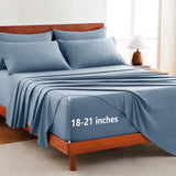 CozyLux Extra Deep Pocket Sheet Set - 6 Piece Luxury Sheet Set Fits Up to 21 inches Mattresses, Breathable King Sheet Set & Pillowcases - Easy & Secure Fit