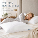 CozyLux Pillows Queen Size Set of 4, Hotel Style Woven Stripe Bed Pillow, 60% 7D Support Fiber + 40% 3D Soft Fiber, Machine Washable, Satin Piping, OEKO-TEX Certified, 18 x 28 Inches, White