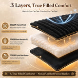 Cozylux Fleece Queen Comforter Set, OEKO-TEX Certified, Winter Warm & Fluffy 300GSM 3D Stripe Flannel Bedding, Super Soft Faux Fur Bed Set, Bedroom Decor with 2 Pillowcases, Sage Green