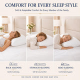 CozyLux Pillows Queen Size Set of 4, Hotel Style Woven Stripe Bed Pillow, 60% 7D Support Fiber + 40% 3D Soft Fiber, Machine Washable, Satin Piping, OEKO-TEX Certified, 18 x 28 Inches, White