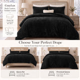 Cozylux Fleece Queen Comforter Set, OEKO-TEX Certified, Winter Warm & Fluffy 300GSM 3D Stripe Flannel Bedding, Super Soft Faux Fur Bed Set, Bedroom Decor with 2 Pillowcases, Sage Green