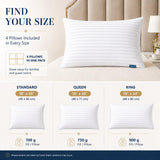 CozyLux Pillows Queen Size Set of 4, Hotel Style Woven Stripe Bed Pillow, 60% 7D Support Fiber + 40% 3D Soft Fiber, Machine Washable, Satin Piping, OEKO-TEX Certified, 18 x 28 Inches, White